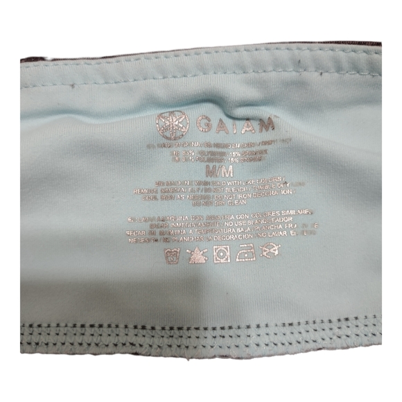 Gaiam Om Yoga Capri Leggings Gray Medium Auqa Purple Side Detail - Picture 3 of 10